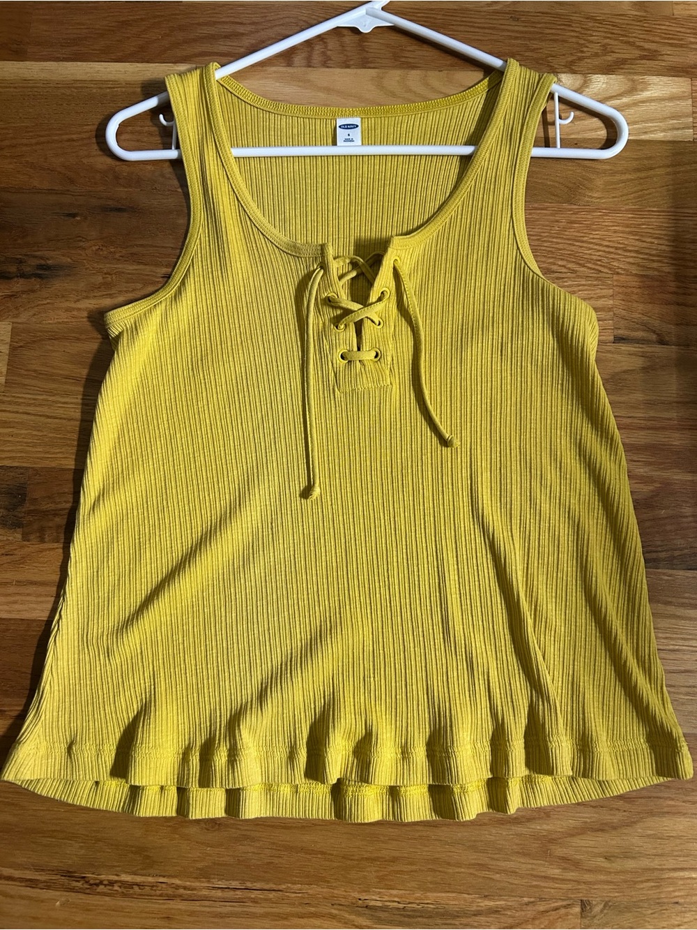 Old Navy Yellow Ribbed Lace-Up Tank Top